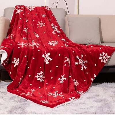 Sherpa Christmas Throw Blanket