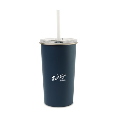 Arlo Classics Stainless Steel Tumbler with Straw - 20 Oz. - Matte Navy
